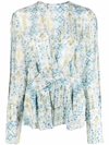 Patrizia Pepe Ruffled Abstract-print Blouse In Multi