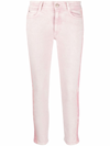 Stella Mccartney Fresh Peach Twisted Seam Crop Straight Leg Jeans In Beige