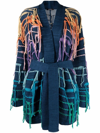 Canessa `psychedelic Isla` Cardigan With Belt In Multi