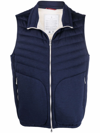 Brunello Cucinelli Quilted-finish Down Gilet In Blu