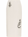 Prada Sailor Tattoo Printed Cotton Skirt In Beige