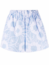 Prada Floral Embroidered Shorts In Blu