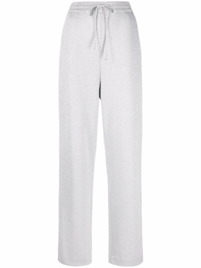 Prada `lurex+cashmere` Track Pants In Silver