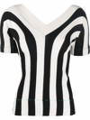 Bottega Veneta Black And White Linen Top In Nero