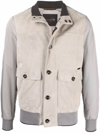 Moorer Premium Lambskin Suede Jacket With Front Pockets In Bianco