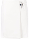Givenchy Padlock Washed Denim Wrap Miniskirt In Bianco