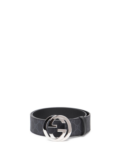 Gucci Black Supreme Gg Canvas And Leather Belt In Nero