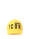Dsquared2 Icon Spray Cotton Gabardine Cap In Giallo