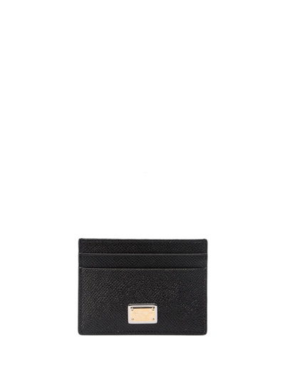 Dolce & Gabbana Card Holder With Branded Plate In Nero