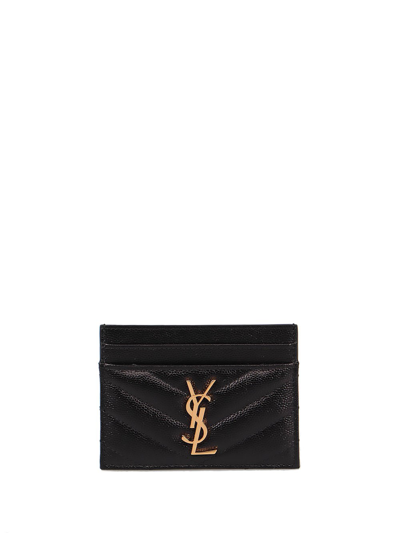 Saint Laurent `cassandre Matelassé` Card Case In Nero