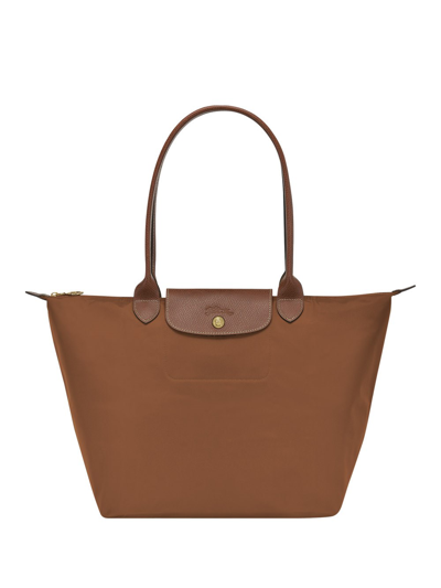 Longchamp `le Pliage Original` Large Shoulder Bag In Marrone