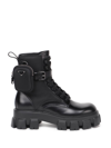 PRADA `MONOLITH` BRUSHED LEATHER AND NYLON COMBAT BOOTS