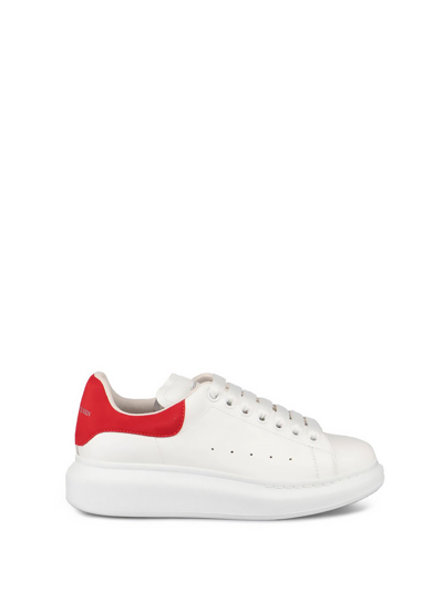 Alexander Mcqueen Suede-trimmed Leather Exaggerated-sole Sneakers In Red
