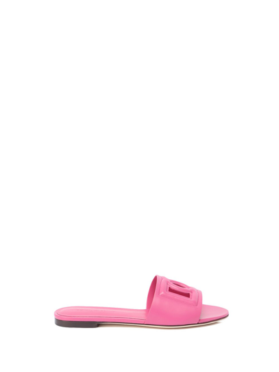 Dolce & Gabbana Slides With Dg Logo In Rosa