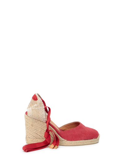 Castaã±er Carina-8-002 Wedges In Red Canvas In Rosso