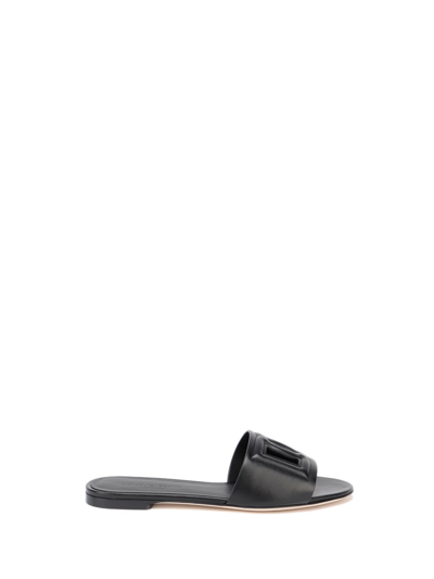 Attico Black Millennials Logo Sandals