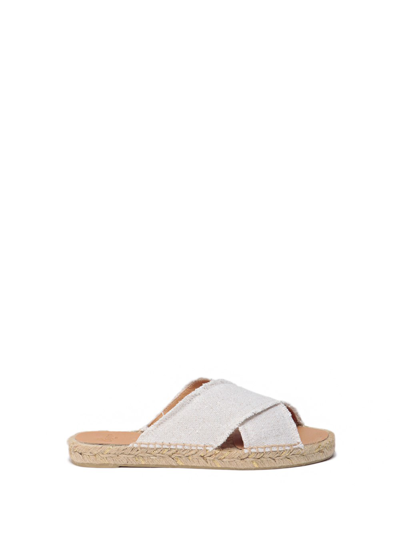 Castaã±er Slipper Palmera White With Cross In Bianco