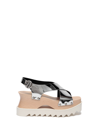 Stella Mccartney Elyse Mirrored Crisscross Platform Sandals In Metallic