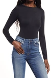 Good American Scuba Crewneck Bodysuit In Black