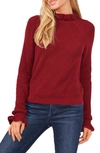 Cece Ruffle Sweater In Claret Red