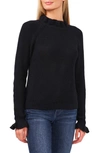Cece Ruffle Sweater In Rich Black