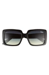 Quay X Paris Total Vibe 54mm Square Sunglasses In Black / Smoke Green