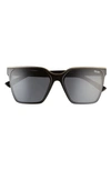 Quay Level Up 56mm Polarized Square Sunglasses In Black Gold / Smoke Polarized