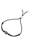 Kate Spade Gold-tone Cubic Zirconia Heart Cord Slider Bracelet In Sapphire