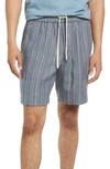 Vince Uneven Stripe Regular Fit Drawstring Shorts In Abyss
