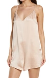 Lunya Washable Silk Pajama Romper In Delicate Pink
