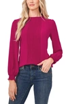 Shop Cece Pintucked Smocked Cuff Chiffon Top In Plumeria