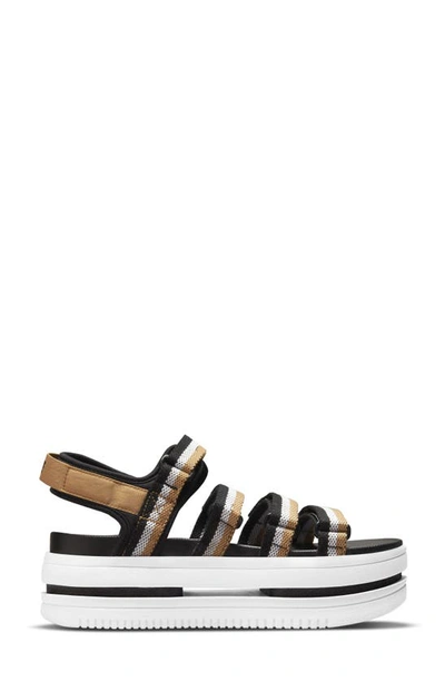 Nike Icon Classic Platform Sandals In Black/gold
