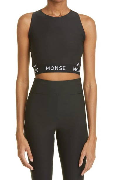 Monse Halter Sports Logo Crop Top In Black