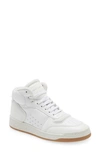 Saint Laurent Sl24 Logo-print Paneled Perforated Leather High-top Sneakers In 9018 K White/ K White/ Vint