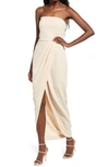 Wayf The Angelique Strapless Tulip Gown In Champagne