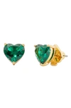 Kate Spade My Love Heart Metal And Cubic Zirconia Earrings In Green