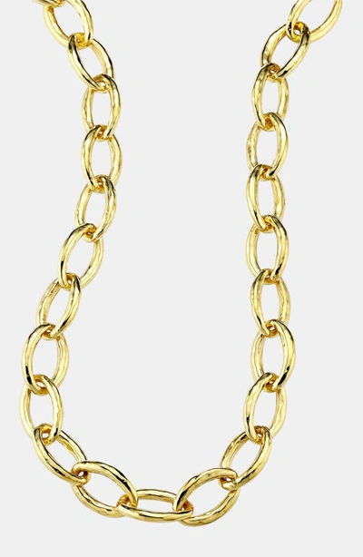 Ippolita 18k Yellow Gold Hammered Bastille Link Chain Necklace, 18