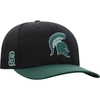 Top Of The World Men's  Black, Green Michigan State Spartans Two-tone Reflex Hybrid Tech Flex Hat In Black