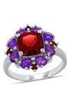 DELMAR DELMAR STERLING SILVER GARNET & AMETHYST STATEMENT RING