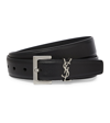 Saint Laurent Ysl Monogram Lizard Embossed Leather Belt In Black