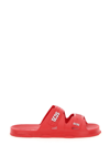 Gcds Logo Print Touch-strap Sliders In Red