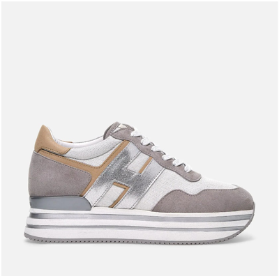 Hogan Sneakers Midi H222 Viola Hxw4830cb81r5g0uaz In White,beige,violet