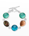 Ippolita Wonderland 5-stone Flexible Bracelet In Sterling Silver With Mother-of-pearl And Doublets In Fresco