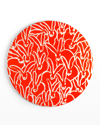 Hunt Slonem Rabbit Run Round Lacquer Placemat, Orange