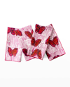 HUNT SLONEM PRETTY IN PINK COTTON DINNER NAPKIN