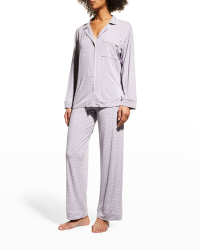 Eberjey Sleep Chic Printed Pajama Set In Garden Delphinium Ivory