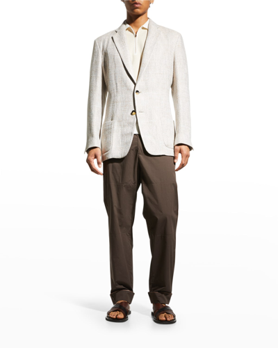 Agnona Men's Single-breasted Sport Jacket In Ivory