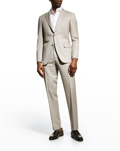 Canali 2pc Wool Suit In Brown