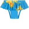 Stella Mccartney Azure Swimsuit For Baby Girl With Sunflowers In Blue