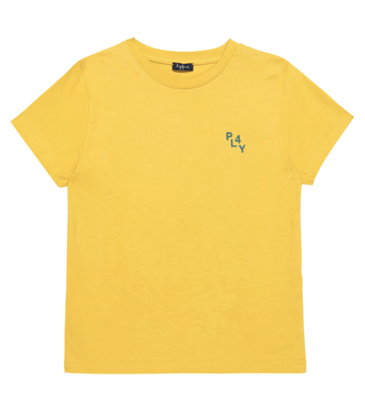 Il Gufo Kids' Printed Cotton T-shirt In Yellow Acido/teal Scuro